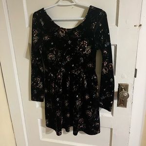 Floral Velvet Fit and Flare Dress